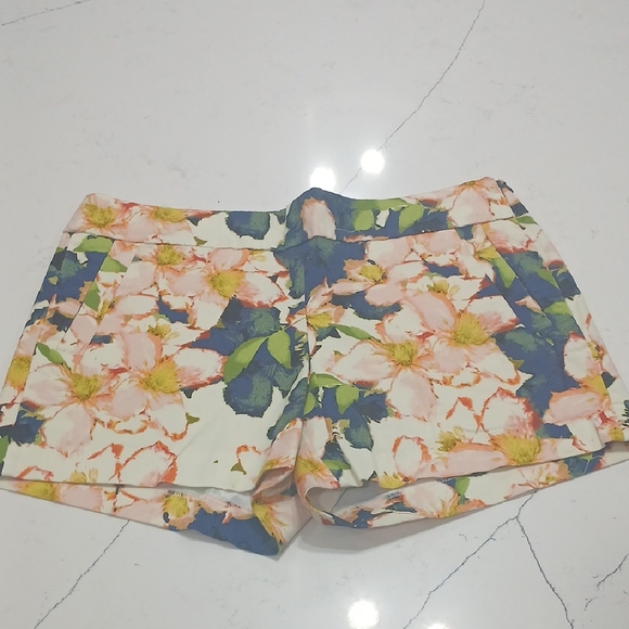 J. Crew High Waist Pink and Green Floral Shorts - Picture 1 of 14